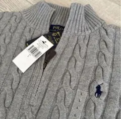 【お値下げ】メンズ L/ POLO グレー ケーブルハーフジップのサムネイル