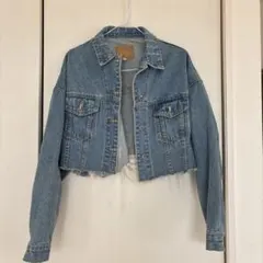 ライトブルー クロップドデニムジャケット S