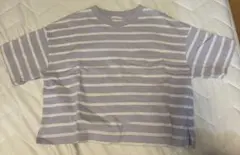 ボーダー 半袖 ポケットTシャツ パープルのサムネイル