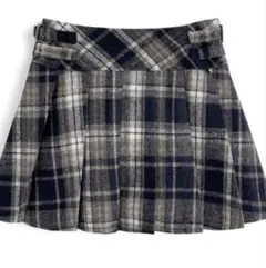 インパン裏地付　チェックサイドベルトプリーツスカート