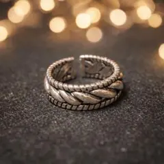 S925 シルバーリング 編み込みデザイン フリーサイズ ヴィンテージ R13