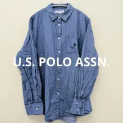 【美品】U.S. POLO ASSN. レディースロゴ刺繍入りデニムシャツ 長袖