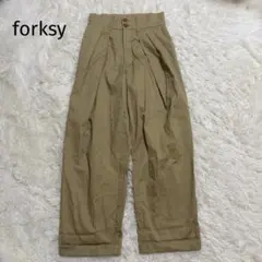 ＊forksy.＊【L】ハイウエストツータック ワイド テーパード チノパンツ