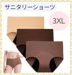 サニタリーショーツ 3XL 3枚セット 吸水ショーツ ハイウエスト 生理用パンツ