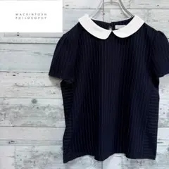 ☆美品☆マッキントッシュフィロソフィー　白襟付きストライプ柄半袖ブラウスのサムネイル