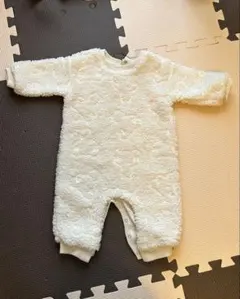 GAP クマ柄フリースロンパース 3-6ヶ月 ホワイト