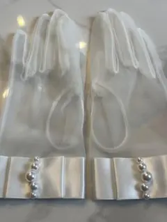 ホワイトシフォン ウェディンググローブ