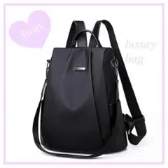 リュック　３way　レディース　ラグジュアリー　ブラック　黒　カバン　シンプル