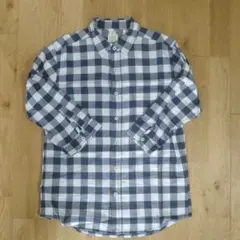 BACK NUMBER 七部袖シャツ M ネイビーとホワイトチェック
