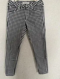 スキニーパンツ ブラック・ホワイト チェック柄