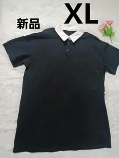 【新品未使用】GU　黒白ポロシャツワンピース 半袖　XL　膝丈