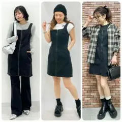 【L】GU★ジーユー★デニムミニジャンパードレス★ブラック