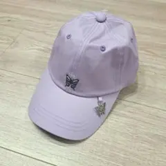 のんちゃん♥️ゆず♫様専用　新品・未使用　蝶のチャーム付き　キッズ薄紫色キャップ