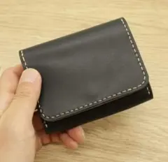 お札を折らない コンパクト財布 ミニ財布 本革 姫路レザー ブラック 黒