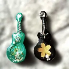 最安値　ハンドメイド　ギター型ブローチ 2個セット