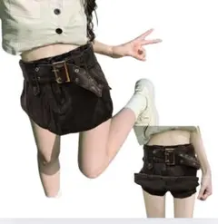 【新品未使用】デニムミニスカート　ダークグレー　Lサイズ　ダメージ有