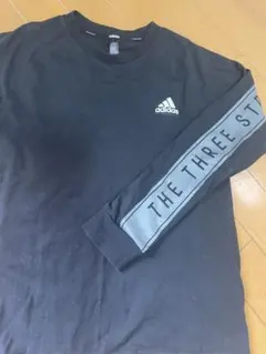adidas 長袖カットソー 黒 THE THREE STRIPE