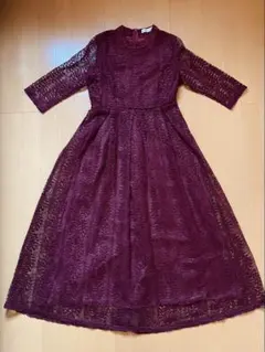 LACE LADIES レースワンピース　マキシ丈　XL バーガンディ