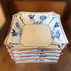 ちょっと古い有田焼　香瑞銘　手描き角鉢　中鉢　草花紋　刺身皿　向付などに