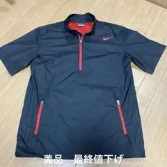 Nike ゴルフ ハーフジップアップ ナイロンジャケット　黒/赤