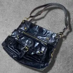 Y2K Archive Black Leather Shoulder Bag