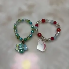 カラフルビーズのブレスレット3個セット