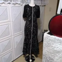 ❦フラワープリント 黒 マキシドレス　Ｌサイズ❦