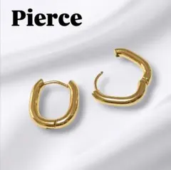 サージカルステンレス フープピアス ゴールド オーバル ワンタッチ