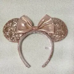ディズニー ミニーマウス スパンコール カチューシャ ピンクゴールド