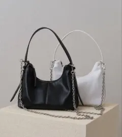 Reurie' レウリーオリジナルチェーンストラップホーボーバッグ 黒 2way