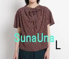SunaUna　小花柄プリントブラウス　 L
