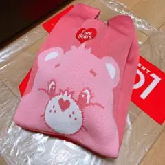 ケアベア　ニット　トートバッグ　ピンク単品　ラウンドワン限定