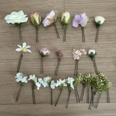 結婚式 ブライダル ヘアアクセサリー フェイク フラワー ヘアピン セット