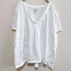 美品 メイドウェル 無地 Tシャツ Vネック 半袖 【3L】白 綿 ビッグサイズのサムネイル