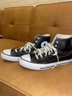 コンバース レザー オールスター ハイカット メンズ スニーカー 黒　28cm