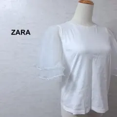 ZARA チュール シアー フリル Tシャツ プルオーバー 白