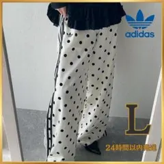 adidas サテン水玉模様ワイドレッグパンツ ポルカドット L - メルカリ