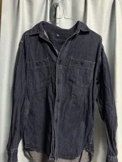 ダークブルー デニム風シャツ