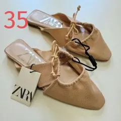 ZARA ザラ フラット ミュールサンダル　リボン フラットサンダル 35