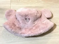 【美品】ディズニー　バケットハット　耳付き　ふわふわ　　58cm