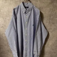 ラルフローレン 長袖シャツ　BDシャツ　チェック　紺　青　白