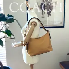 【良品】コーチ オールレザー ワンショルダーバッグ イエロー 黄色 肩掛け