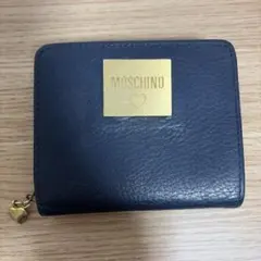 MOSCHINO モスキーノ 本革 シボレザー プレートロゴ 二つ折り財布のサムネイル