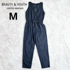 美品 ビューティーアンドユース オールインワン Vネック グレー ベルト 春夏