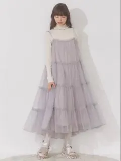merry jenny チュールティアードワンピース（ラベンダー）