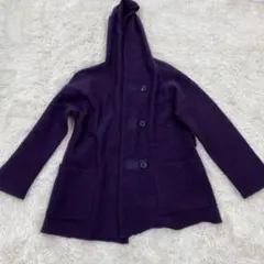 【GEORGES RECH】ウールコート(36)ダークパープル/フード付き