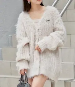 chico シャギーモヘアカーディガン