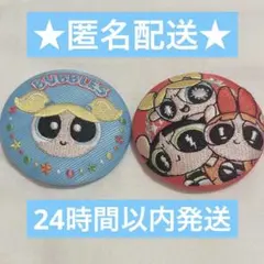 新品未使用　パワーパフガールズ　集合　バブルス　2点　刺繍缶バッジビスケット