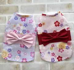 犬服　ハンドメイド　浴衣風(桜)のサムネイル