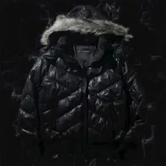 オールドユニクロ　プレミアムダウンジャケット ファー ブラック　y2k グランジ